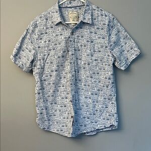 Fat Face Blue and White Casual Button-Down Shirt